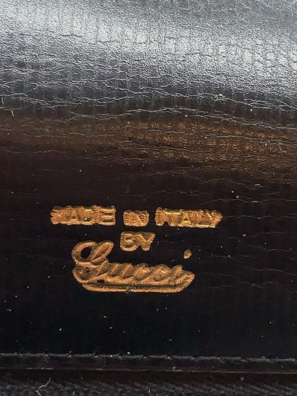 Vintage Gucci Black Leather Satchel with Gold & Lapis Lazuli Accent - Picture 3 of 7